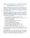 Important Questions to Ask the Potential Translation Service Near You PowerPoint PPT Presentation