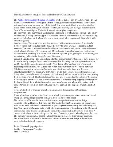 Eclectic Architecture designers firms in Hyderabad by Think Studios