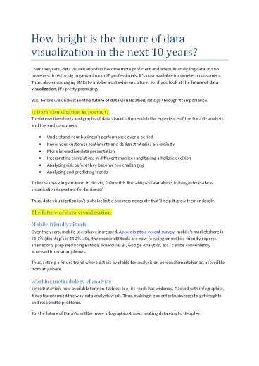 How bright is the future of data visualization in the next 10 years?