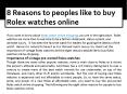 8 Reasons to Peoples Like to buy Rolex Watches Online