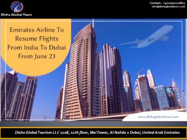 Emirates Airline To Resume Flights From India To Dubai From June 23