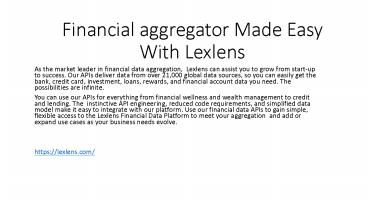 Financial aggregator Made Easy With Lexlens
