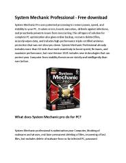 System Mechanic Professional - Free download