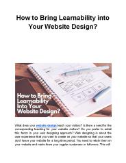 How to Bring Learnability into Your Website Design?