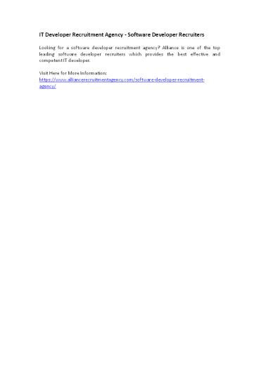 IT Developer Recruitment Agency - Software Developer Recruiters