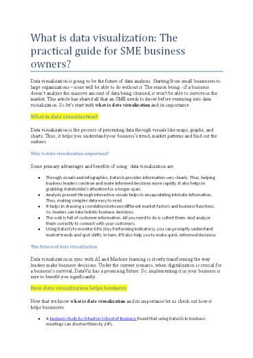 What is data visualization: The practical guide for SME business owners