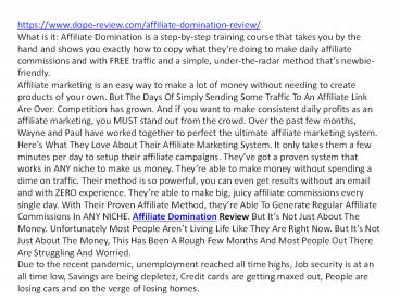 Affiliate Domination Review and bonus