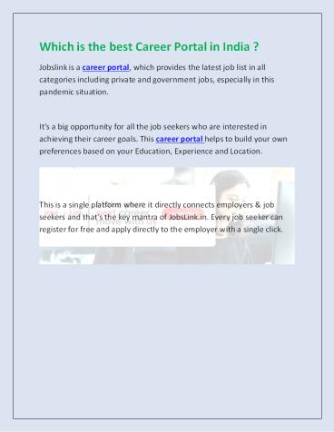 Which is the best Career Portal in India ?