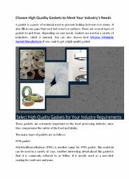Choose High Quality Gaskets to Meet Your Industry's Needs