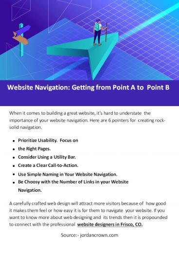Website Navigation: Getting from Point A to Point B