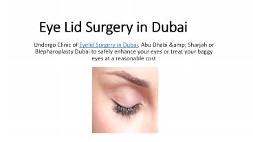 Eye Lid Surgery in Dubai