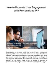 How to Promote User Engagement with Personalized UI?