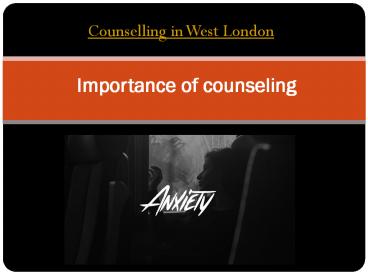 Importance of counseling