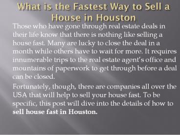 sell house fast Houston
