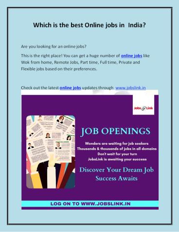 Which is the best Online jobs  in  India?