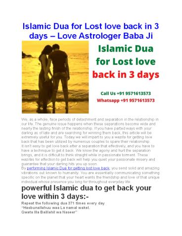 Islamic Dua for Lost love back in 3 days - Love Astrologer Baba Ji