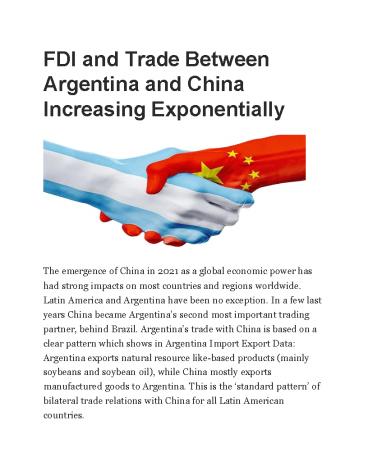 Argentina Free Trade agreement with China enhanced the future trade (1)