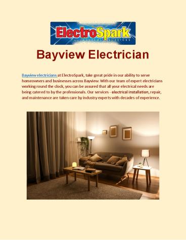 Unrivalled Bayview Electricians