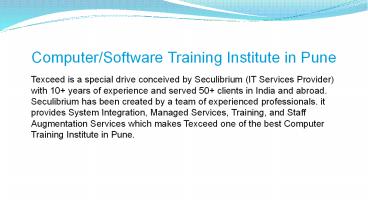 A Leading Computer/Software Training Institute in Pune – Texceed