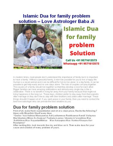 Islamic Dua for family Problem Solution - Love Astrologer Baba Ji
