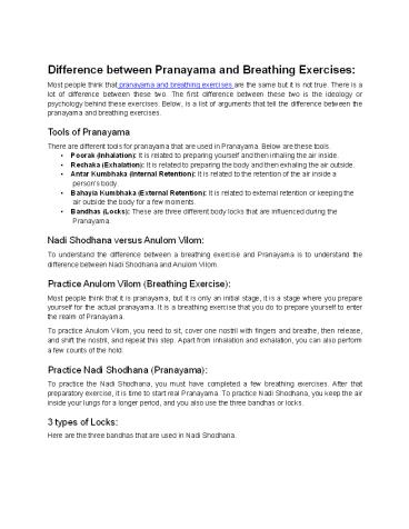 Difference between Pranayama and Breathing Exercises
