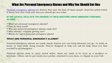 What Are Personal Emergency Alarms and Why You Should Get One