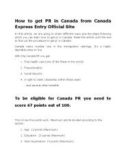 How to get PR in Canada from Canada Express Entry Official Site