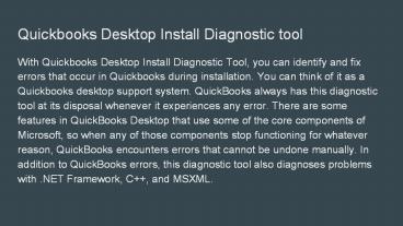 Quickbooks install diagnostic tool