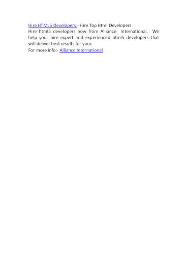 Hire HTML5 Developers - Hire Top Html Developers