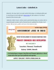 Latest Jobs – Jobslink.in