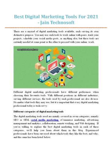Best Digital Marketing Tools For 2021 - Jain Technosoft