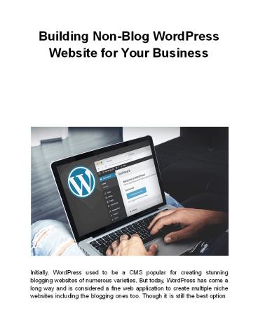 Building Non-Blog WordPress Website for Your Business
