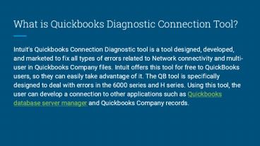 What errors does Quickbooks connection diagnostic tool resolves