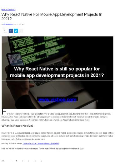 Why React Native For Mobile App Development Projects In 2021?
