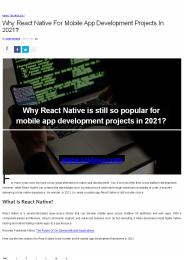 Why React Native For Mobile App Development Projects In 2021?