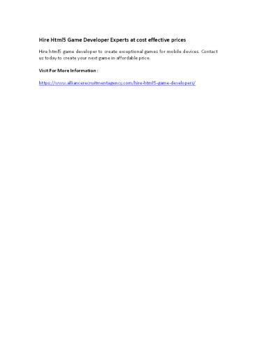 Hire Html5 Game Developer Experts at cost effective prices