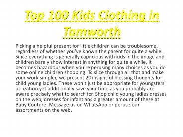 Top 100 Kids Clothing in Tamworth