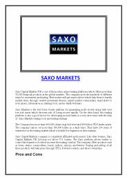 Saxo Markets Review 2021
