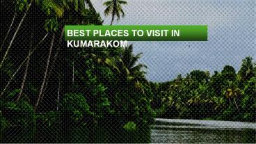 Best Places To Visit In Kumarakom