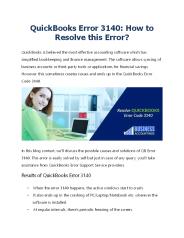 Is QuickBooks Error 3140 troubling you?