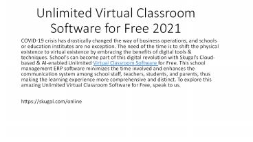 Unlimited Virtual Classroom Software for Free 2021