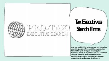 Tax Executives Search Firms | Tax Executive Recruiting Firm