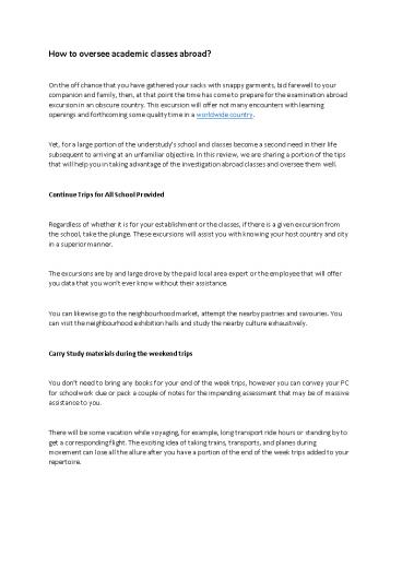 How to oversee academic classes abroad?