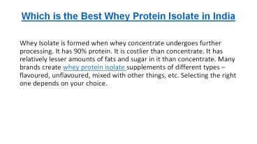 Best Whey Protein Isolate in India