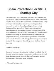 Spam Protection For SMEs — StartUp City