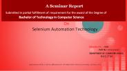 Presentation on Selenium Automation Technology ll Master Tutorials Presentation
