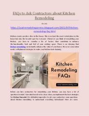 FAQs to Ask Contractors about Kitchen Remodeling