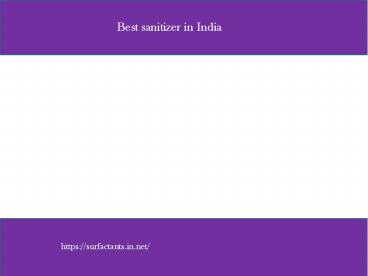 Best sanitizer in India
