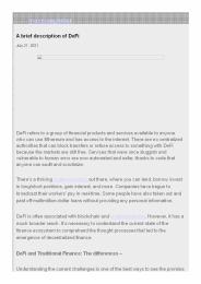 A brief description of DeFi