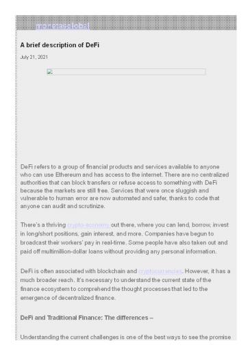 A brief description of DeFi (1)